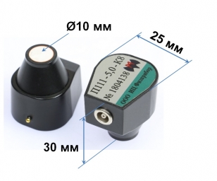 Габариты прямого преобразователя на частоту 5,0 - 10,0 МГц | Физприбор
